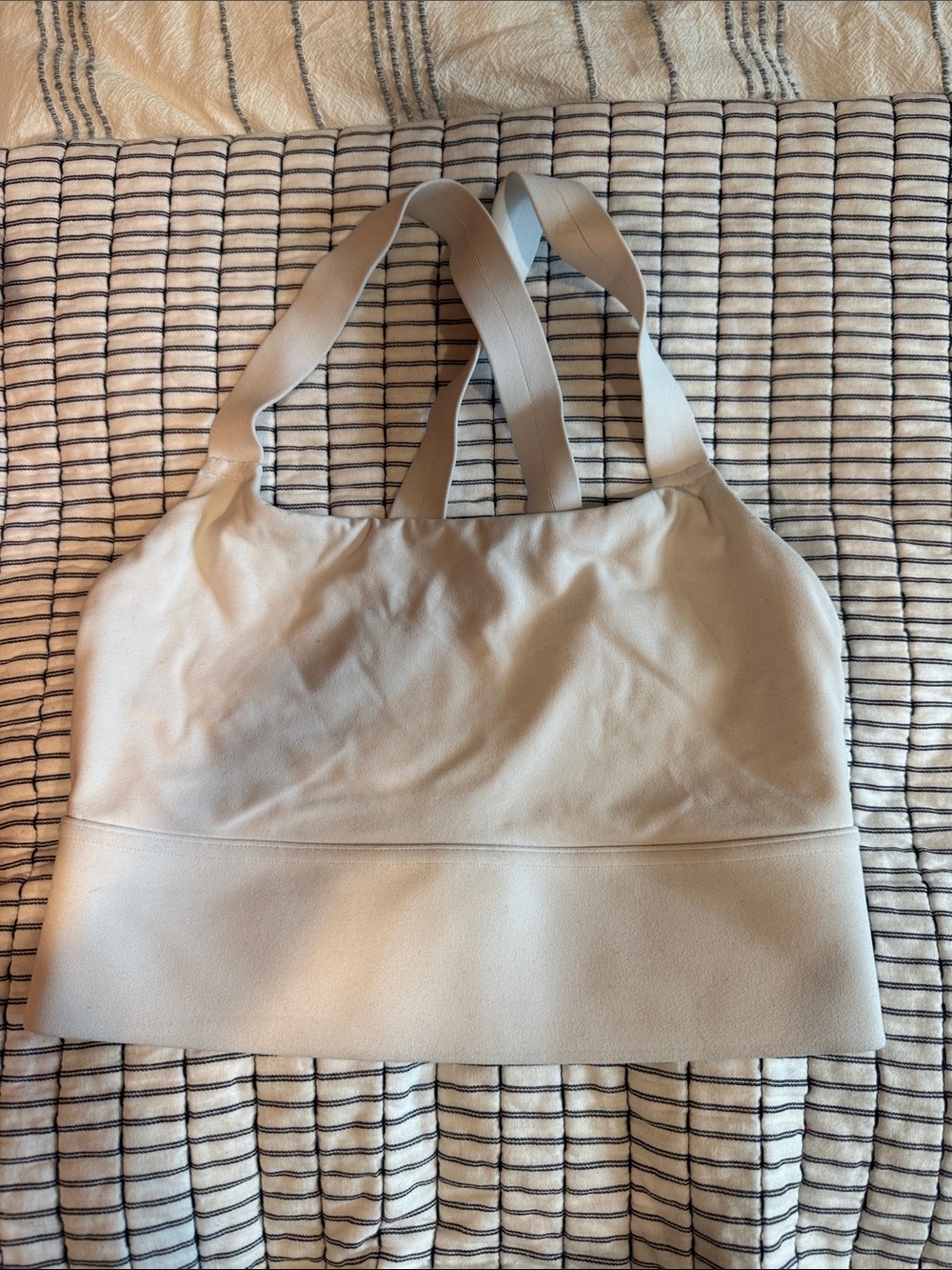 Athleta Light Cream Sports Bra Tank with Wide Straps